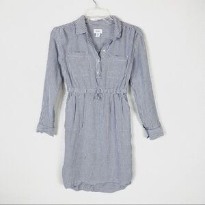 Old Navy Girl’s White & Grey Striped Long Sleeve Shirt Dress